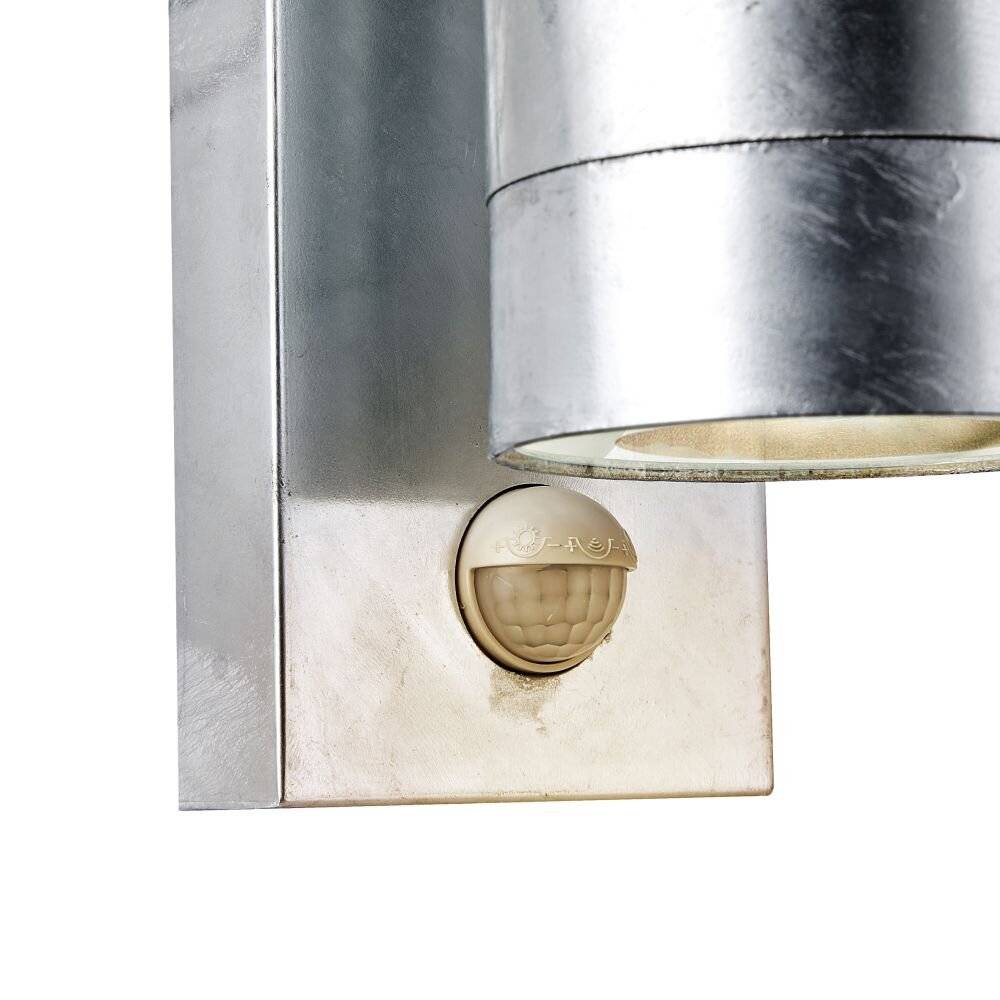 Symbolbild für Nordlux Tin Wandleuchte Metall und Glas Grau | 76mm - IP54 - Geeignet für GU10 - Bewegungs- und L