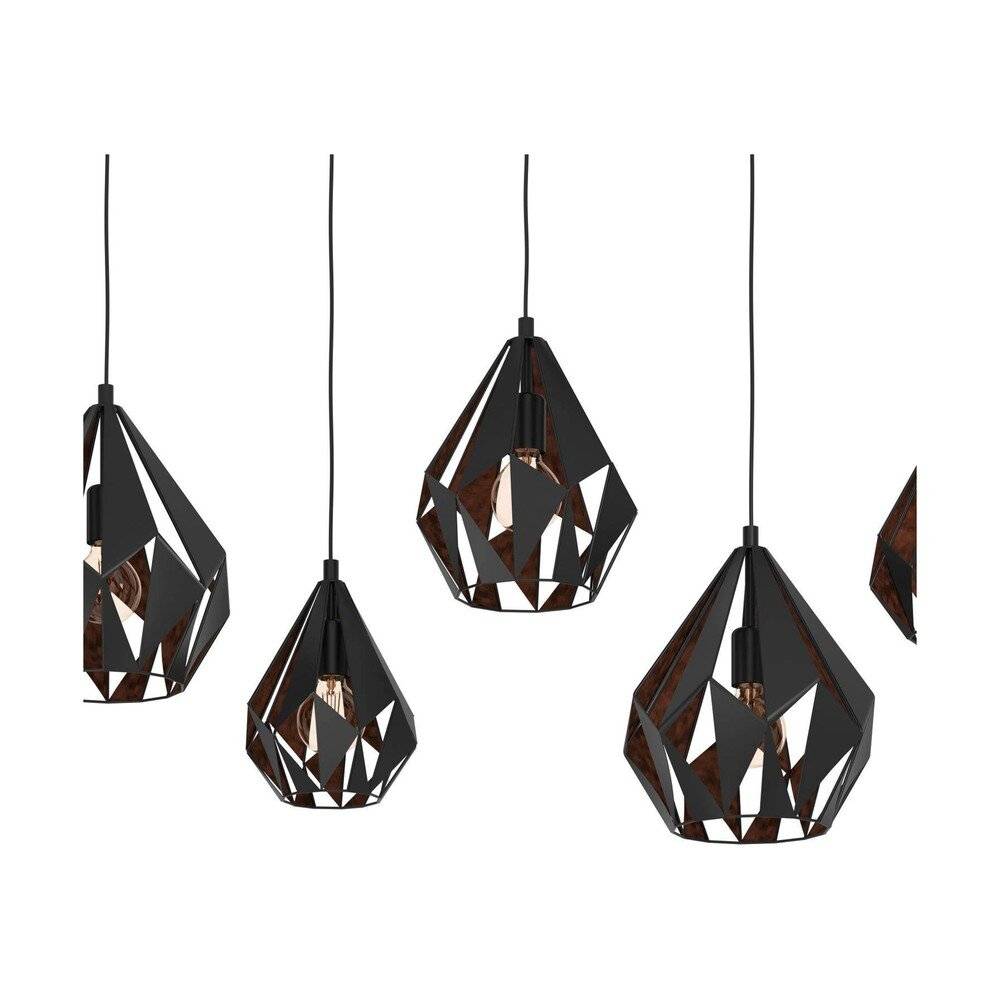Preisbild für Eglo Pendelleuchte Carlton 1 Stahl Schwarz Bernstein | IP20 - Geeignet für 6x E27