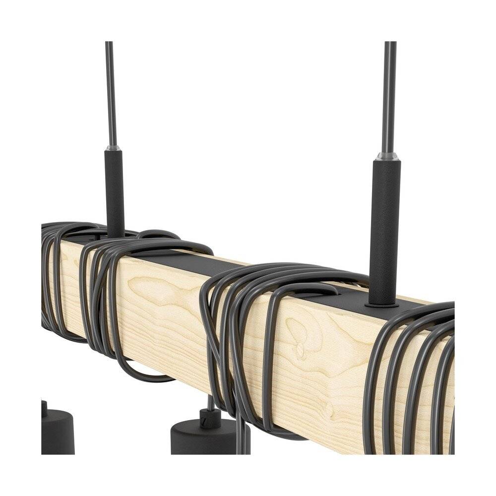 Preisbild für Eglo Pendelleuchte Townshend 5 Stahl Holz Schwarz | IP20 - Geeignet für 6x E27