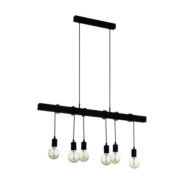 Eglo Pendelleuchte Townshend Stahl Schwarz | IP20 - Geeignet für 6x E27