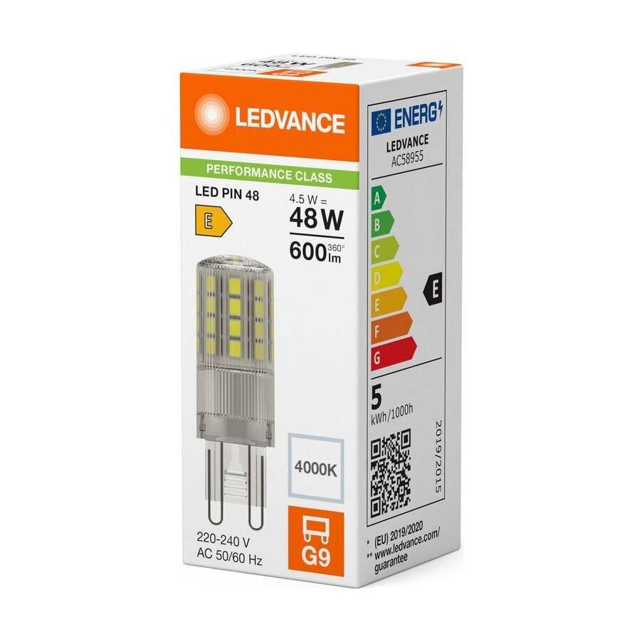 Preisbild für LEDV LED Stiftsockel 4,5-48W/840 600lm G9 320° 15000h 55x17mm EEK E