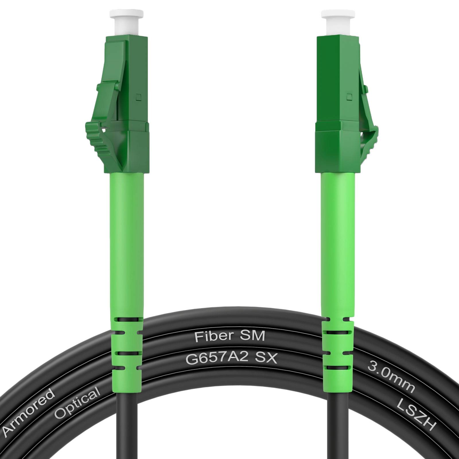 hb-digital LWL SX Patchkabel LC/LC APC SM OS2 Armored 20m