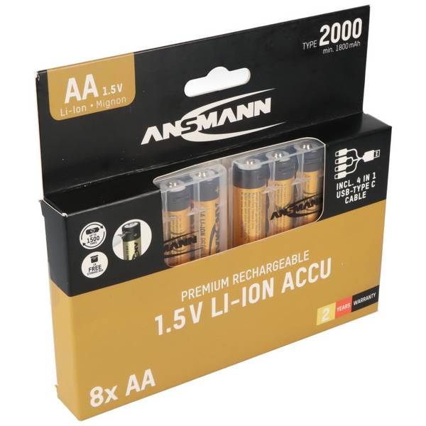 Ansmann 1312-0039 Mignon AA rechargeable lithium 1800 mAh 1.5 V 8 pcs.