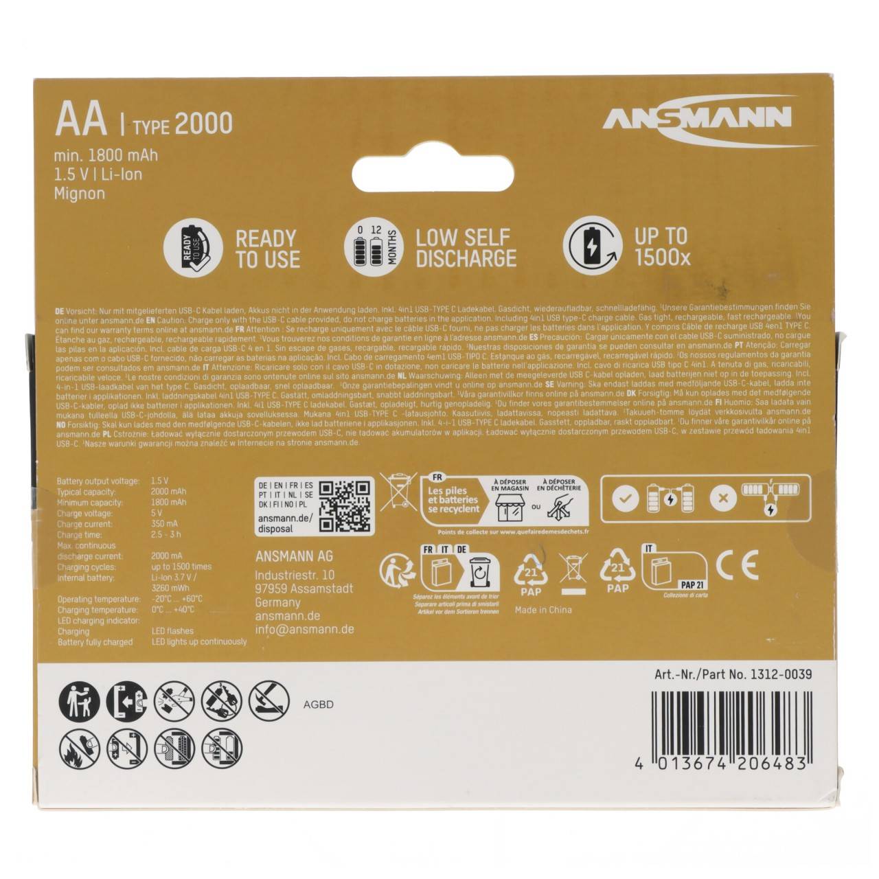 Ansmann 1312-0039 Mignon AA rechargeable lithium 1800 mAh 1.5 V 8 pcs.-4