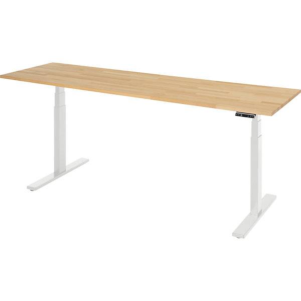 Arbeitstisch elektrisch höhenverstellbar - Tragkraft 100 kg 650 - 1300 mm BxT 2000 x 700 mm Buche massiv. Rau-0