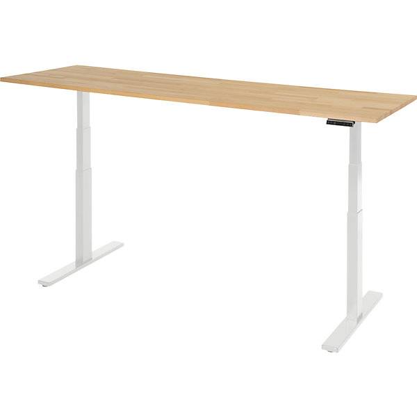 Arbeitstisch elektrisch höhenverstellbar - Tragkraft 100 kg 650 - 1300 mm BxT 2000 x 700 mm Buche massiv. Rau-1