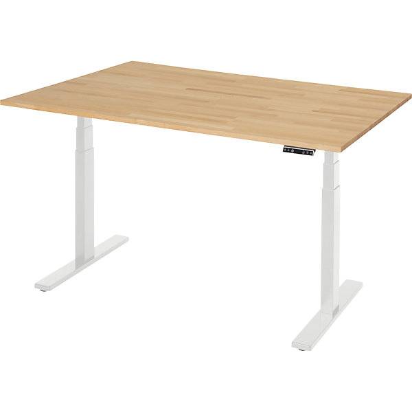 Arbeitstisch elektrisch höhenverstellbar - Tragkraft 100 kg 650 - 1300 mm BxT 1500 x 900 mm Buche massiv. Rau-0