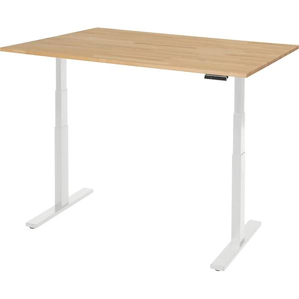 Arbeitstisch elektrisch höhenverstellbar - Tragkraft 100 kg 650 - 1300 mm BxT 1500 x 900 mm Buche massiv. Rau-1