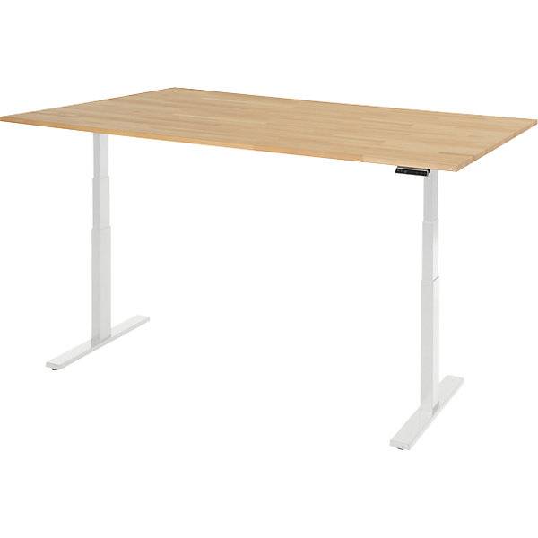 Arbeitstisch elektrisch höhenverstellbar - Tragkraft 100 kg 650 - 1300 mm BxT 2000 x 900 mm Buche massiv. Rau-1