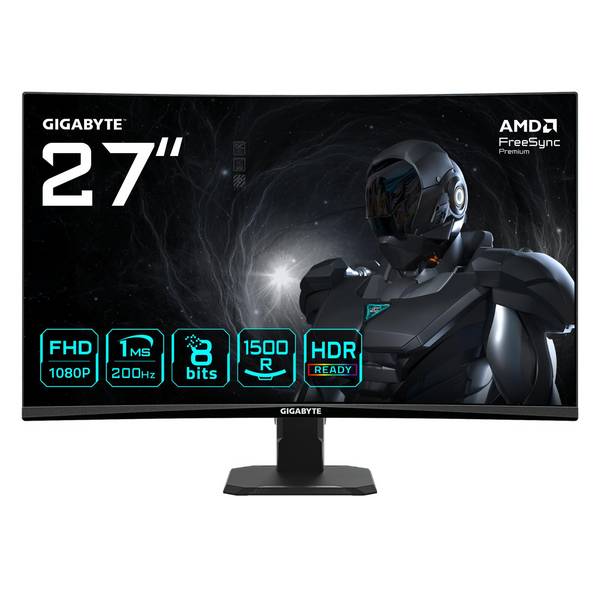 Gigabyte GS27FCA Gaming Monitor Curved, 68,6 cm (27), 1920 x 1080 FHD, 1 ms, neigbar, HDMI, DP
