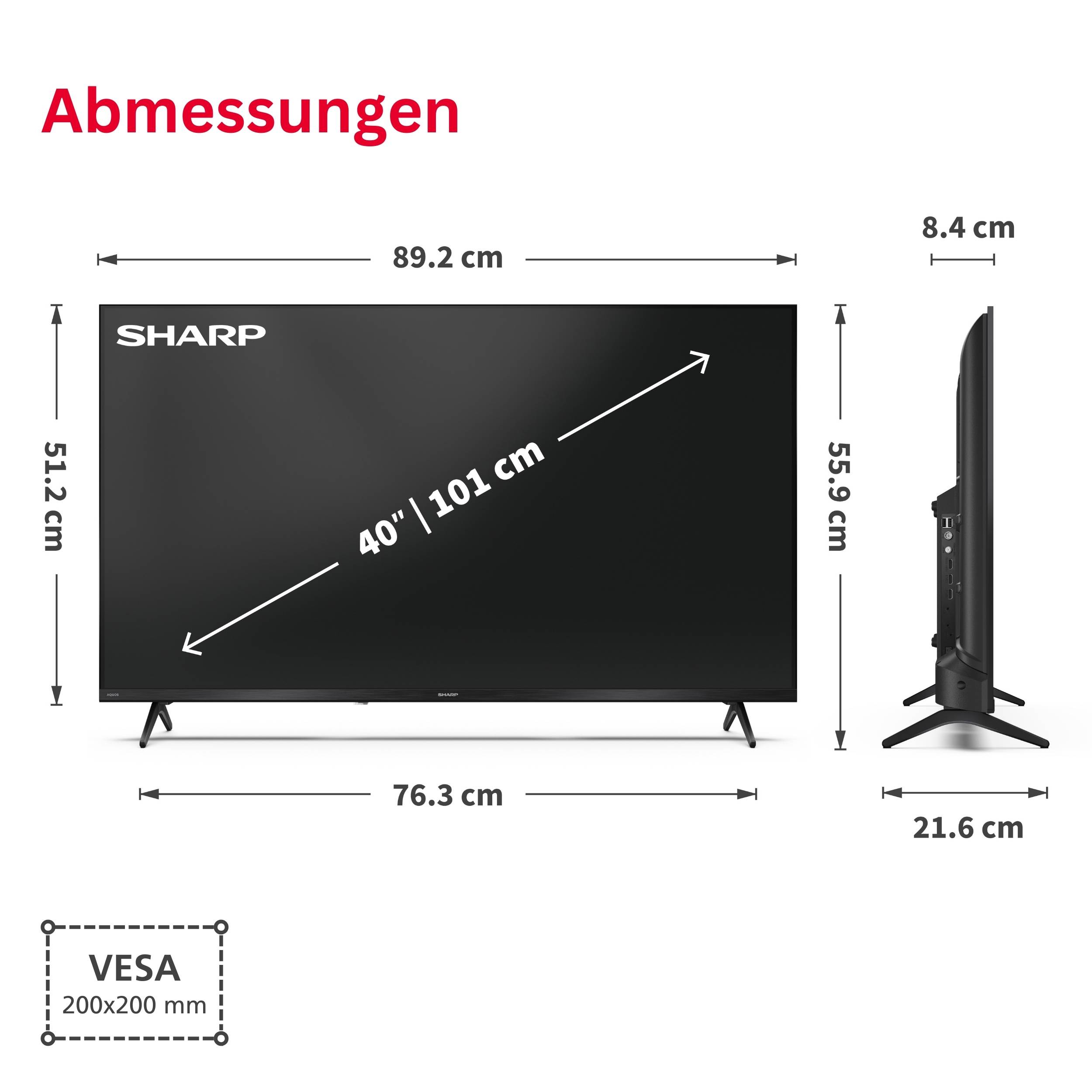 Sharp 40HE2745E Fernseher 40 Zoll Smart TV powered by TiVo - HDR Fernseher Full HD Auflösung (2026)-2