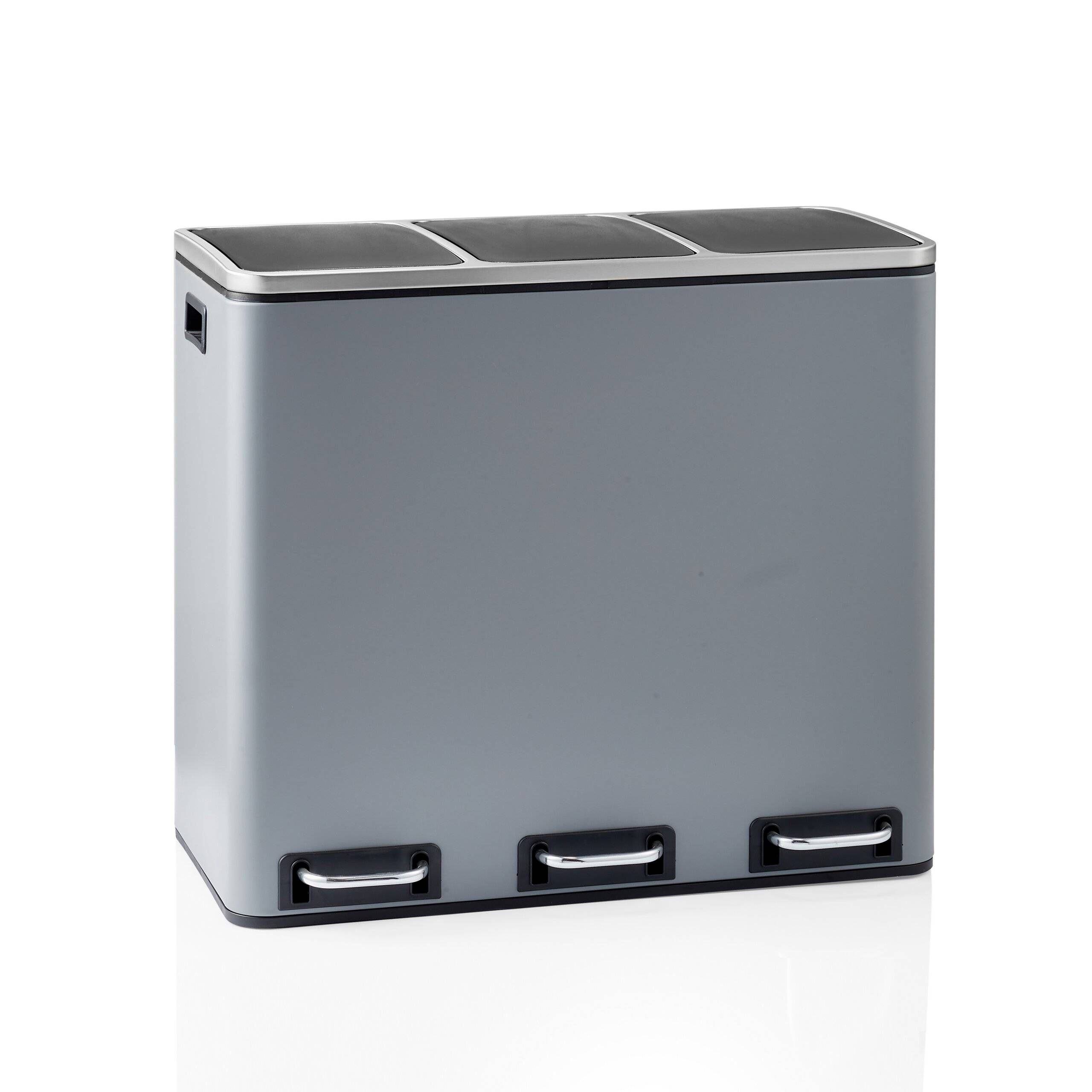 Abfallsammler Mülltrennsystem Clean 9 - 54L (3x18L) Stahl dunkelgrau hjh OFFICE-0
