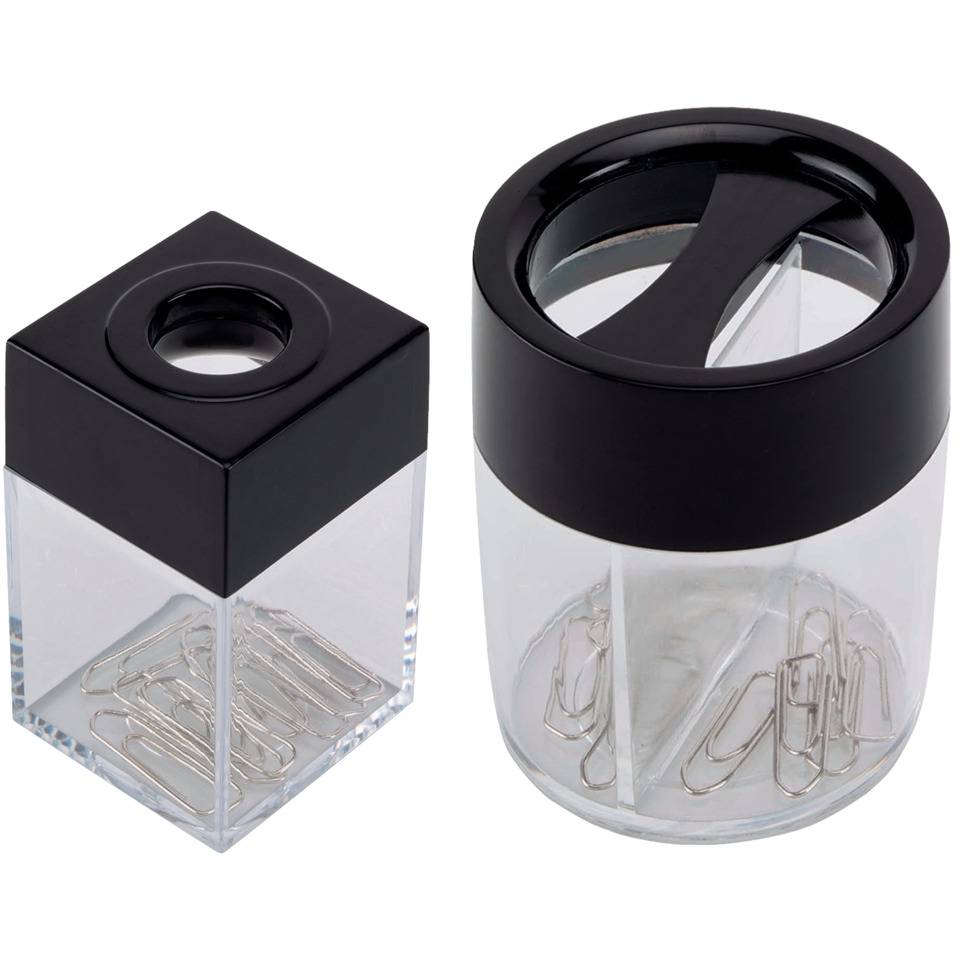 Büroklammernspender, rund - schwarz/transparent, Ø 58 x 72 mm-3