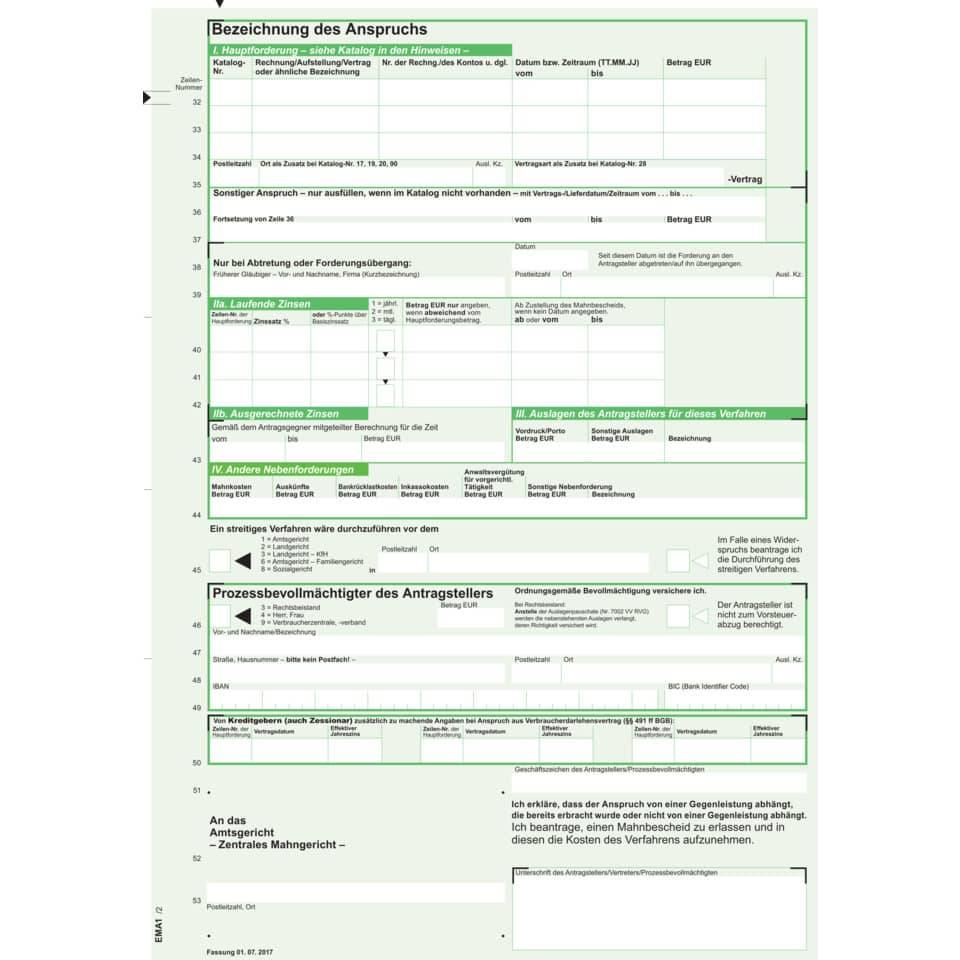 RNK Verlag Vordruck "Antrag auf Erlass eines Mahnbescheids" (6530072)-2
