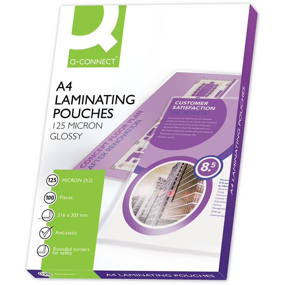 Laminierhülle, A4, 2 x 125mym, 100 Stück Q-CONNECT KF04116-0