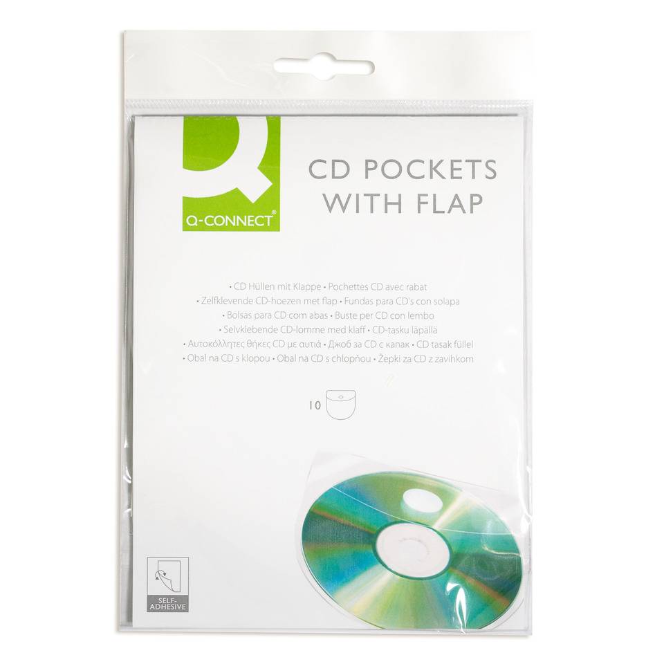 CD/DVD-Hüllen selbstklebend - mit selbstklebender Lasche, transparent, Packung-2