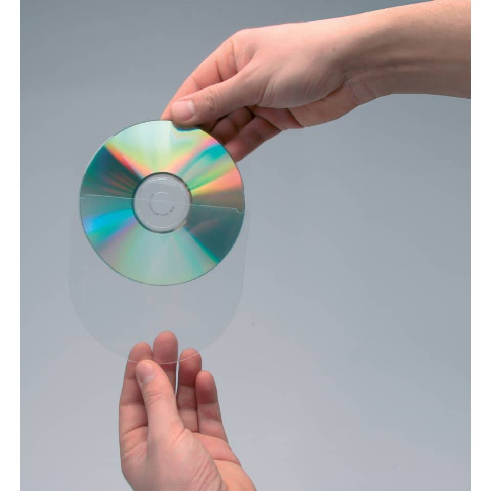 CD/DVD-Hüllen selbstklebend - mit selbstklebender Lasche, transparent, Packung-3