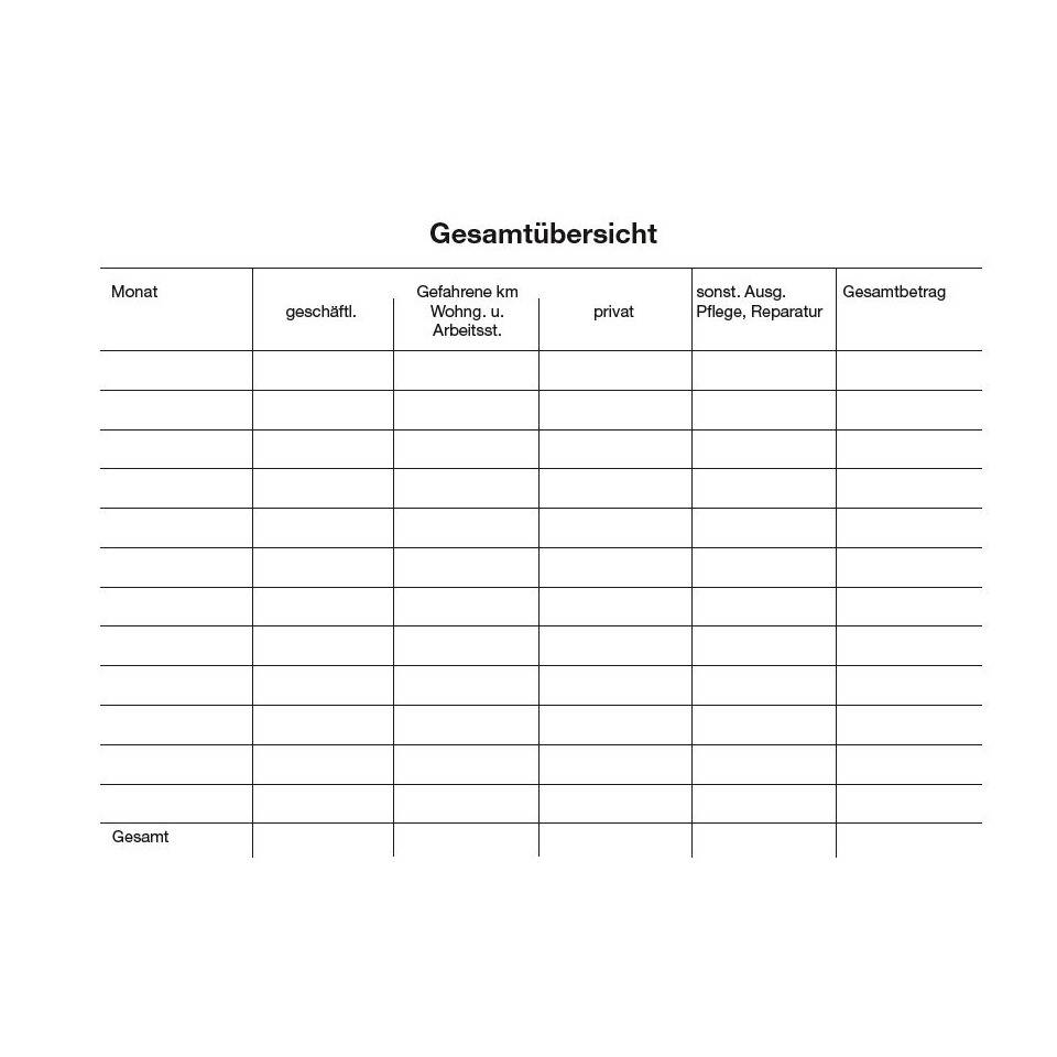 Fahrtenbuch A6 20 Blatt PVP 4261-3