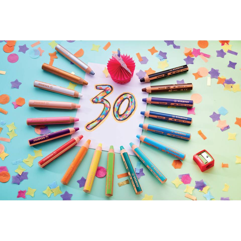 Aquarellfarbstift 10Stück woody 3 in 1 sort Einhorn + Tiger STABILO EO880/10-3-3