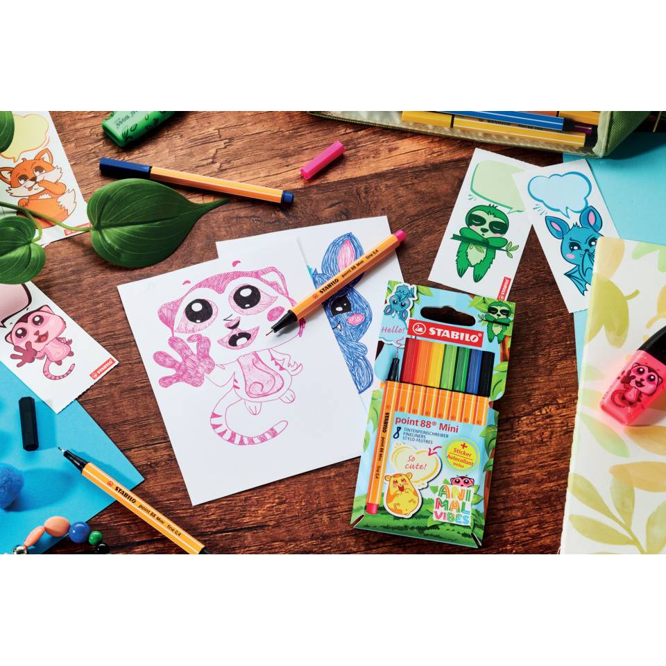 STABILO Fineliner point 88 Mini Animal Vibes, 8er Etui-2