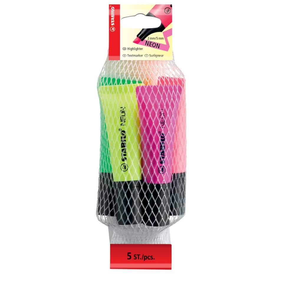 STABILO Textmarker NEON, im 5er Netz-1