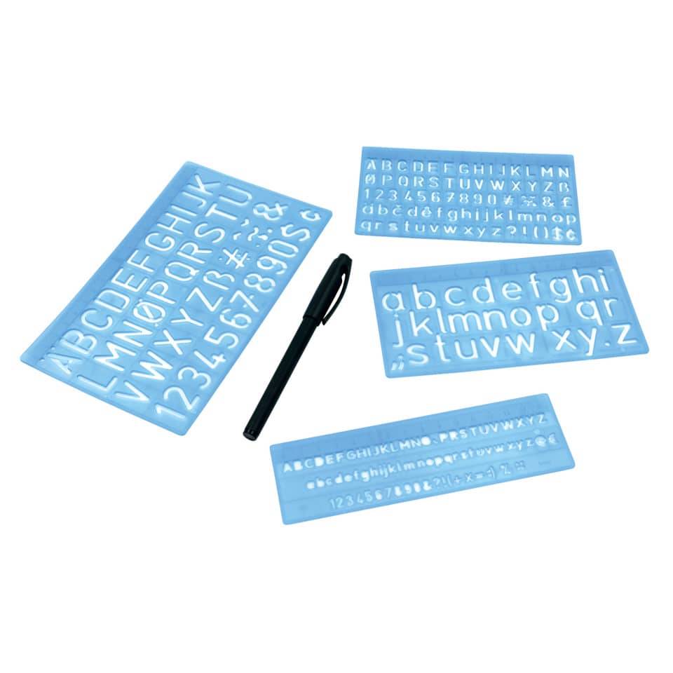 WEDO Schriftschablonen-Set, Schrifthöhen: 5 mm, 10 mm, 20 mm-1