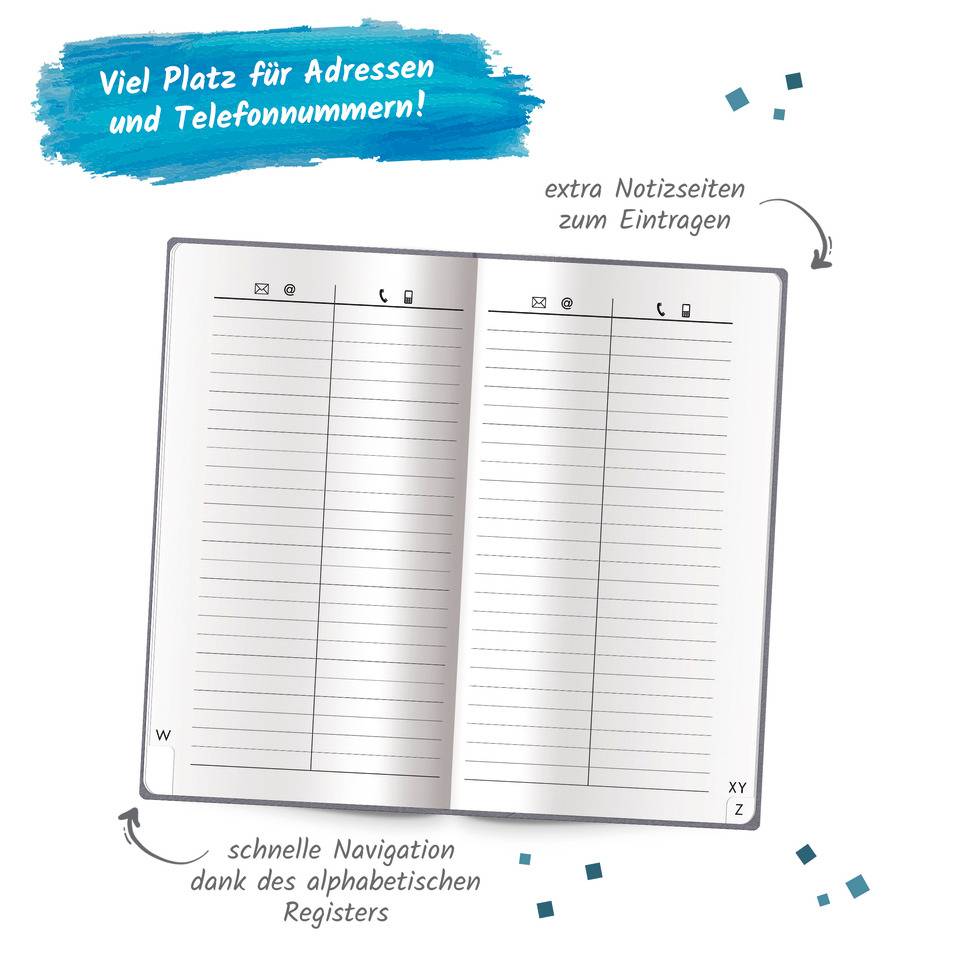 Adressbuch Soft Slim, 8 x 15 cm, anthrazit TRÖTSCH 20121N-2