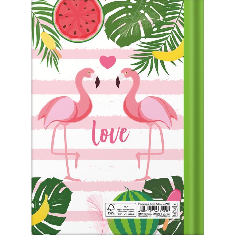 Notizbuch A5 Flamingo grün dotted 96 Blatt-3