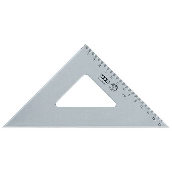Zeichendreieck 45 Grad 20cm rauchtransparent Skala 13cm