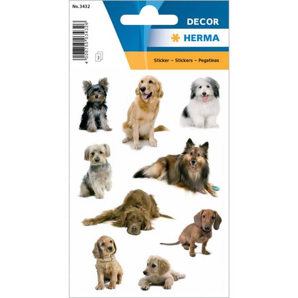 HERMA 100/8 Decor-Sticker Hundefotos Mehrfarbig Permanent Haftend 3 Blatt Packung
