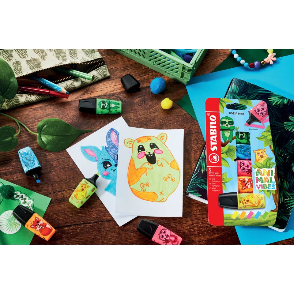 STABILO Textmarker BOSS MINI Animal Vibes, 5er Kartonetui-3