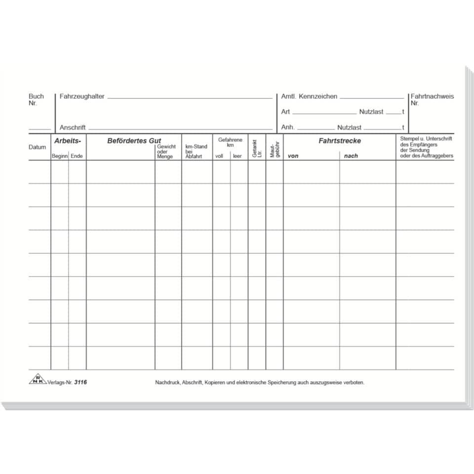 Formularbuch Fahrtenbuch A5 LKW 2x25 Blatt selbstdurchschreibend-2