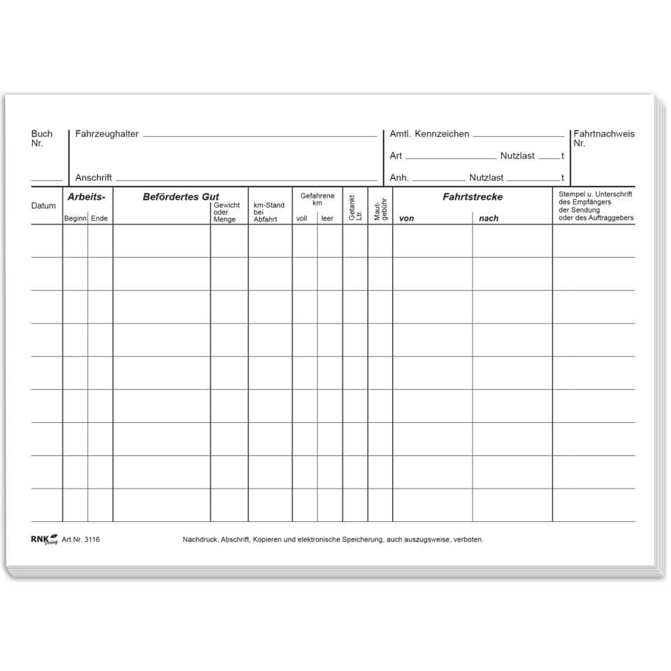 Formularbuch Fahrtenbuch A5 LKW 2x25 Blatt selbstdurchschreibend-4