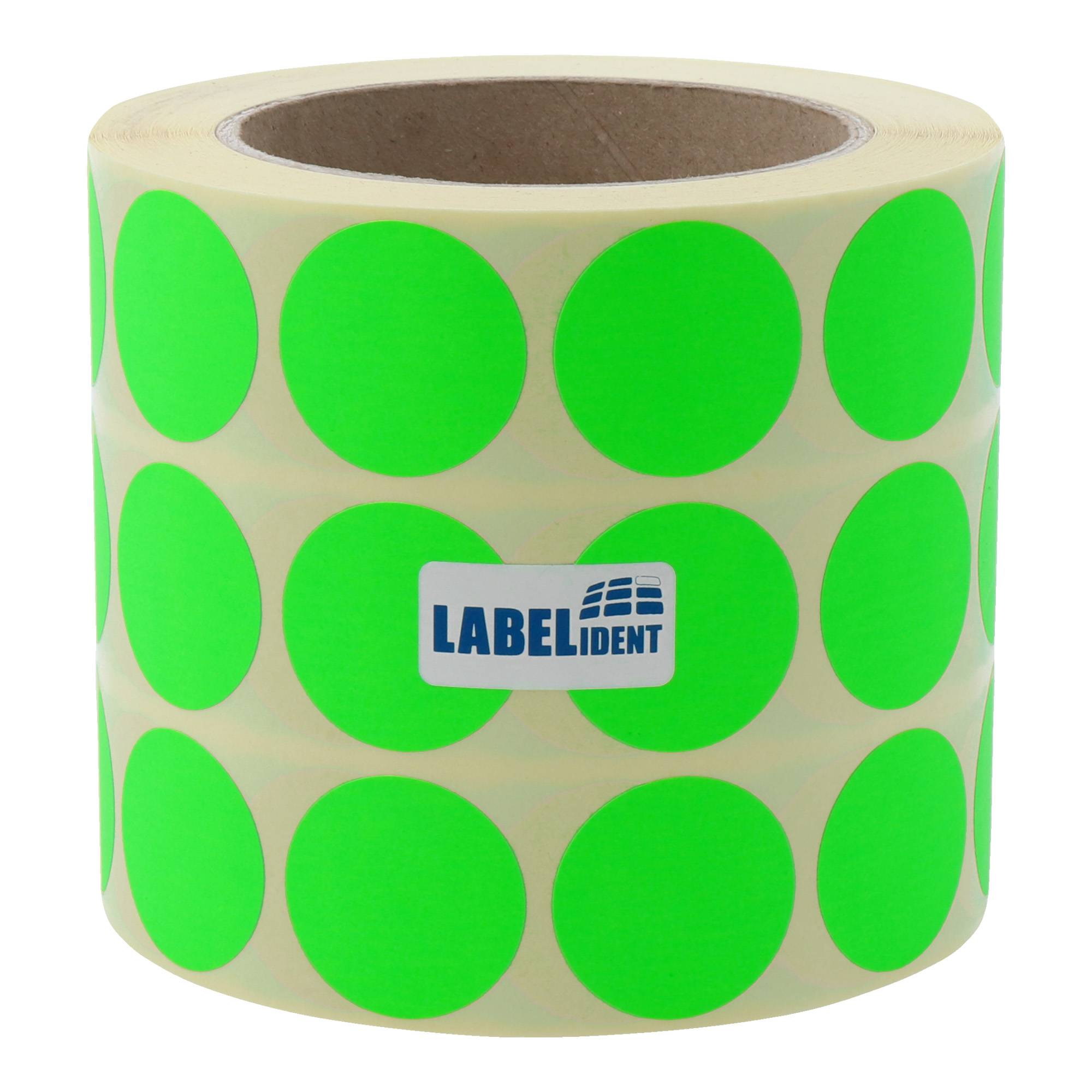 Labelident Papier Etiketten leuchtgrün Ø 30 mm, 3 Zoll, 3.000 Stück-0