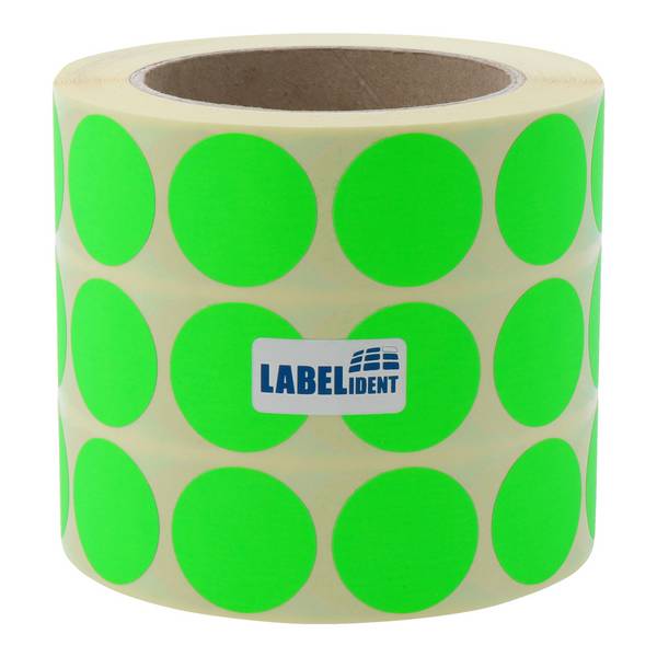 Labelident Papier Etiketten leuchtgrün Ø 30 mm, 3 Zoll, 3.000 Stück