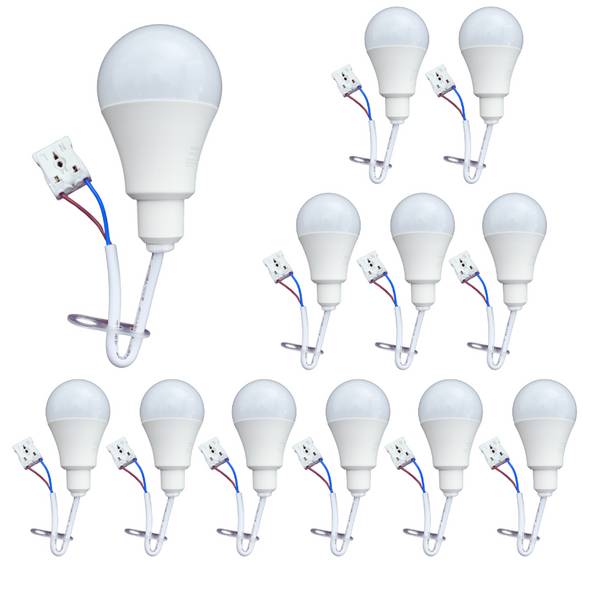 LUXULA 10er - Set LED Renovierungslampe 11W 4000K Neutralweiß Baustellenlampe mit Praktischer Klemme und Kabel Weiß