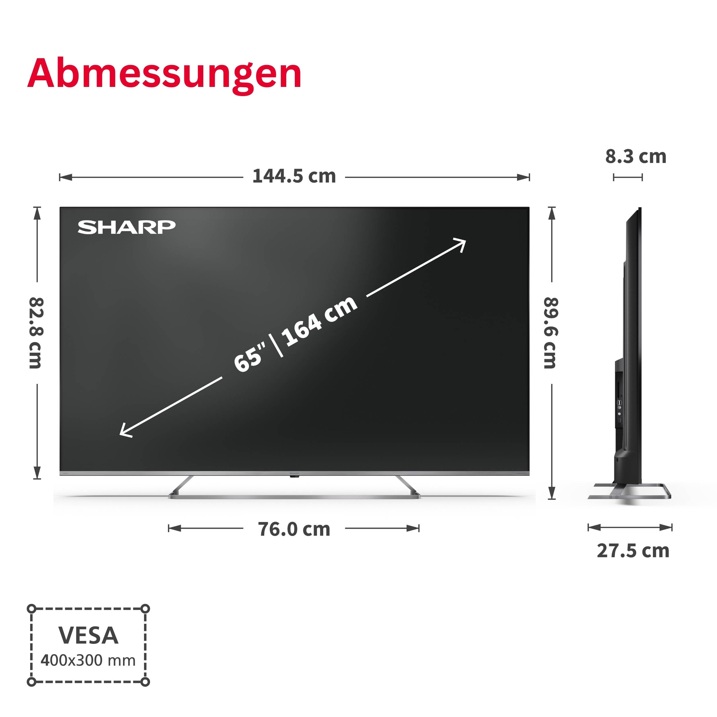 Sharp 65JP7765E QLED Fernseher 65 Zoll Google TV 4K UHD Smart TV Mini-LED HDR Dolby Vision (2026)-2
