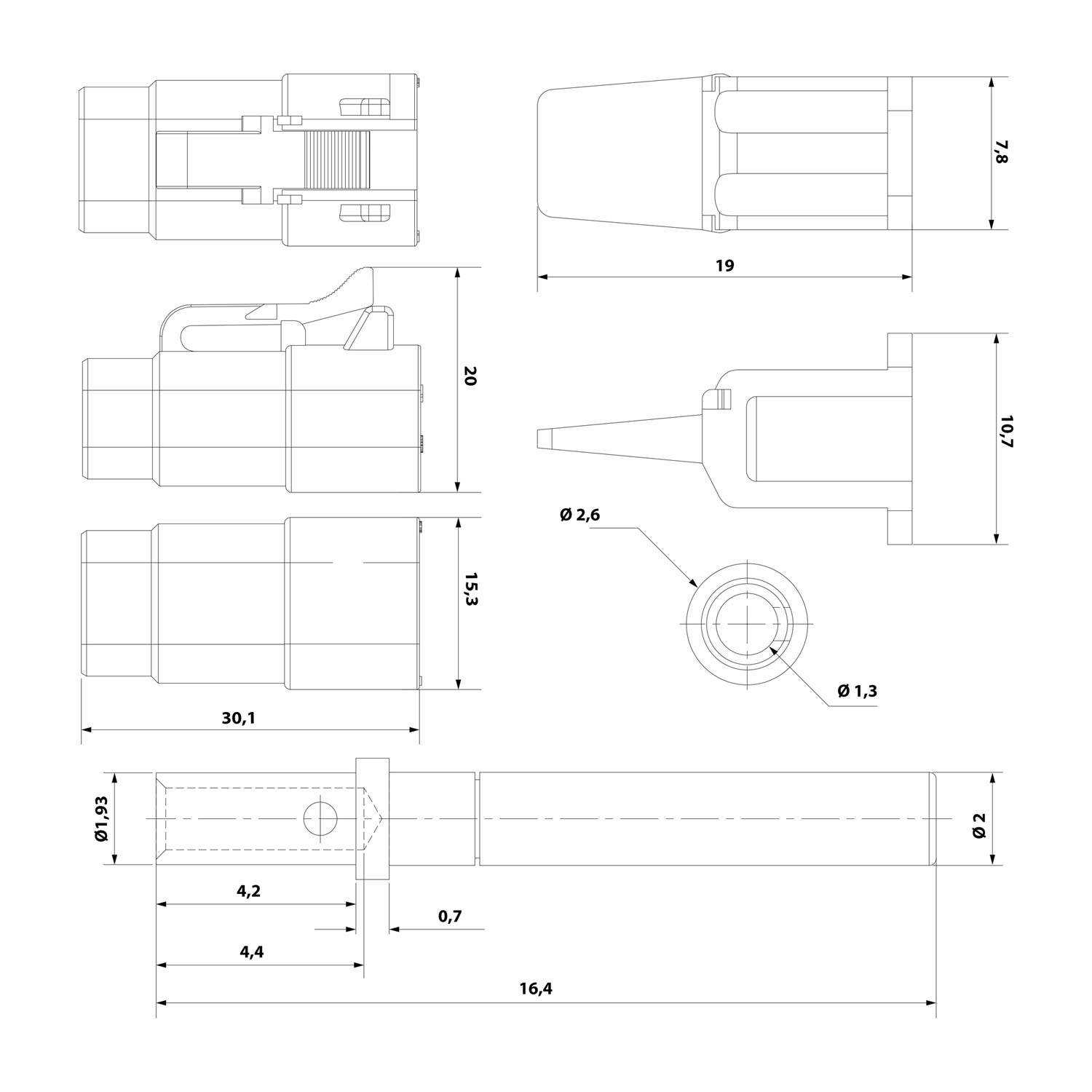 Amphenol AS-4SF 110 SET-Kabeldose ATM-Serie Buchse, 4-polig, Crimpanschluss Isolationsdurchmesser 1,35mm - 3,05mm,-2