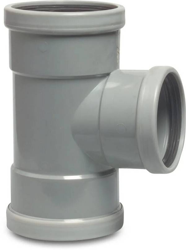 T-Stück 87° PVC-U 160 mm x 125 mm x 160 mm SN4 Steckmuffe Grau