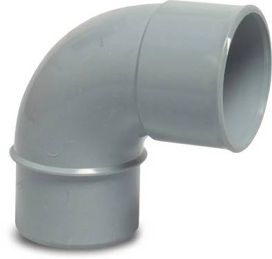 Bogen 90° PVC-U 75 mm Klebemuffe x Stutzen Grau