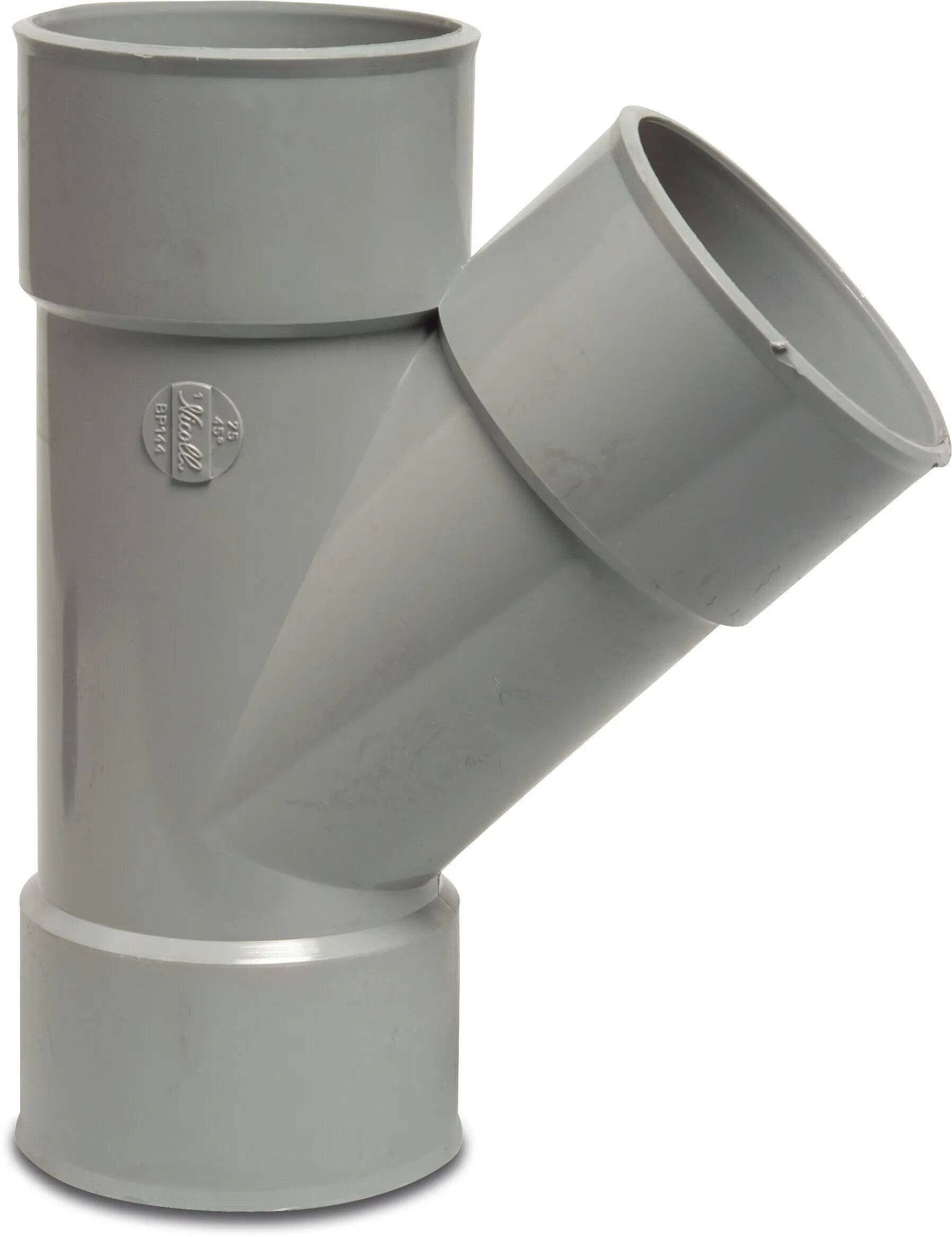 T-Stück 45° PVC-U 100 mm Klebemuffe Grau-0
