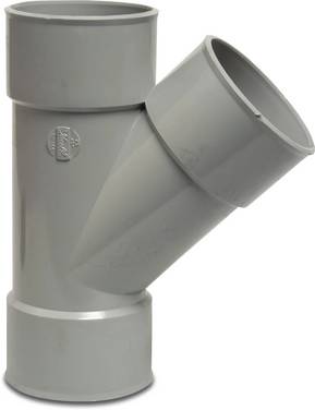 T-Stück 45° PVC-U 100 mm Klebemuffe Grau