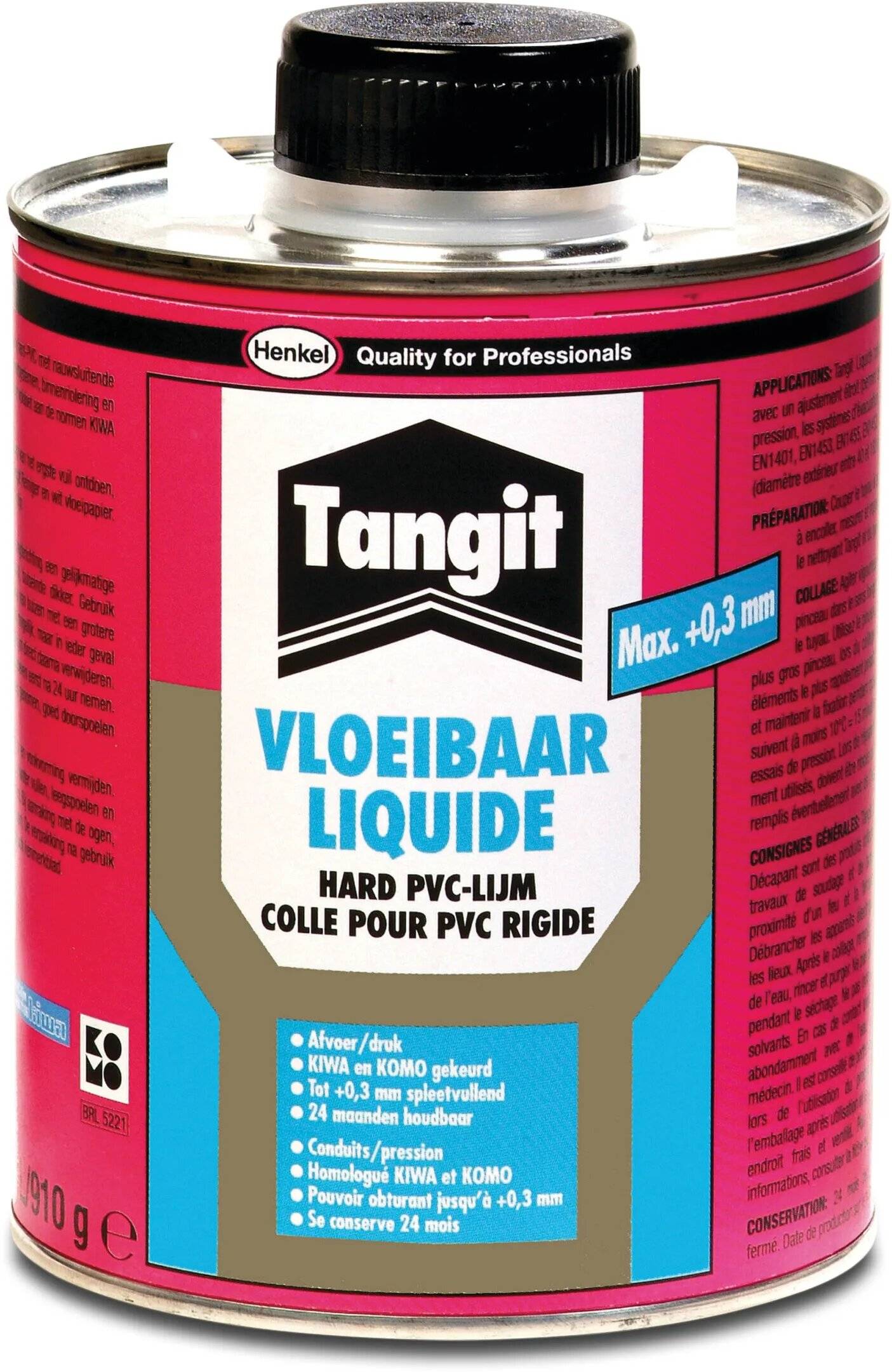 Tangit PVC-Kleber 0,25ltr mit Pinsel KIWA/KOMO Typ Flüssig Label-1