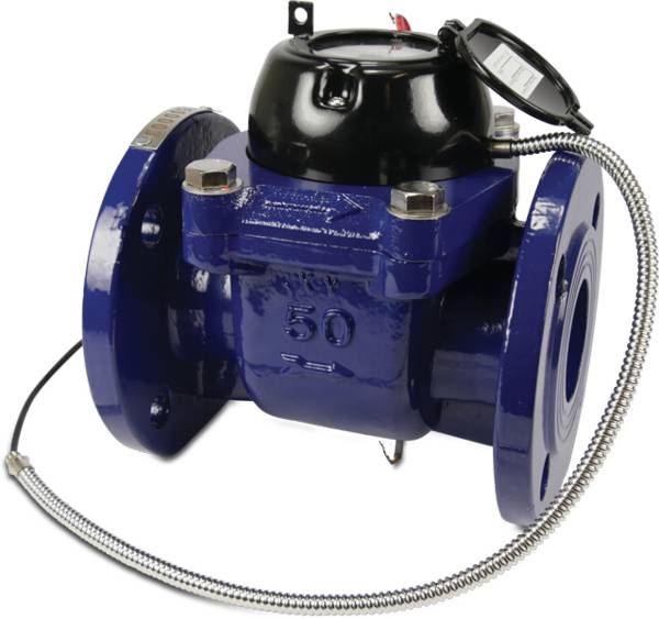 Profec Wasserzähler Trockenläufer Gusseisen DN100 DIN Flansch 10bar 0,01A 60m³/h 24V Blau