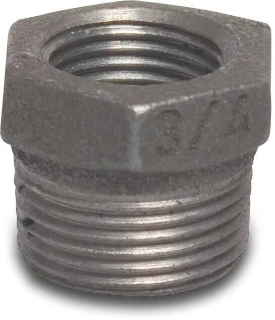 Profec Nr. 241 Reduzierstück Gusseisen Schwarz 3/4" x 1/2" Außengewinde x Innengewinde 25bar