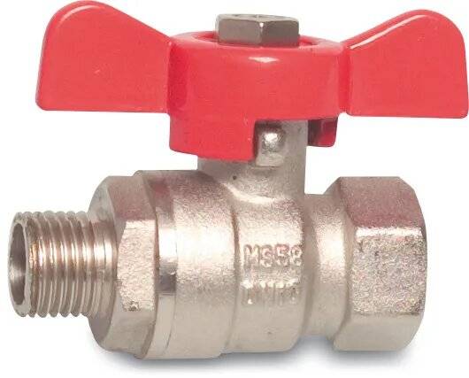 Kugelhahn Messing Vernickelt 3/8" Innengewinde x Außengewinde 25bar Typ 105-0
