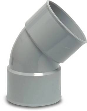 Bogen 45° PVC-U 63 mm Klebemuffe Grau