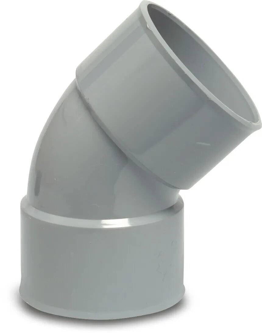 Bogen 45° PVC-U 63 mm Klebemuffe Grau-0