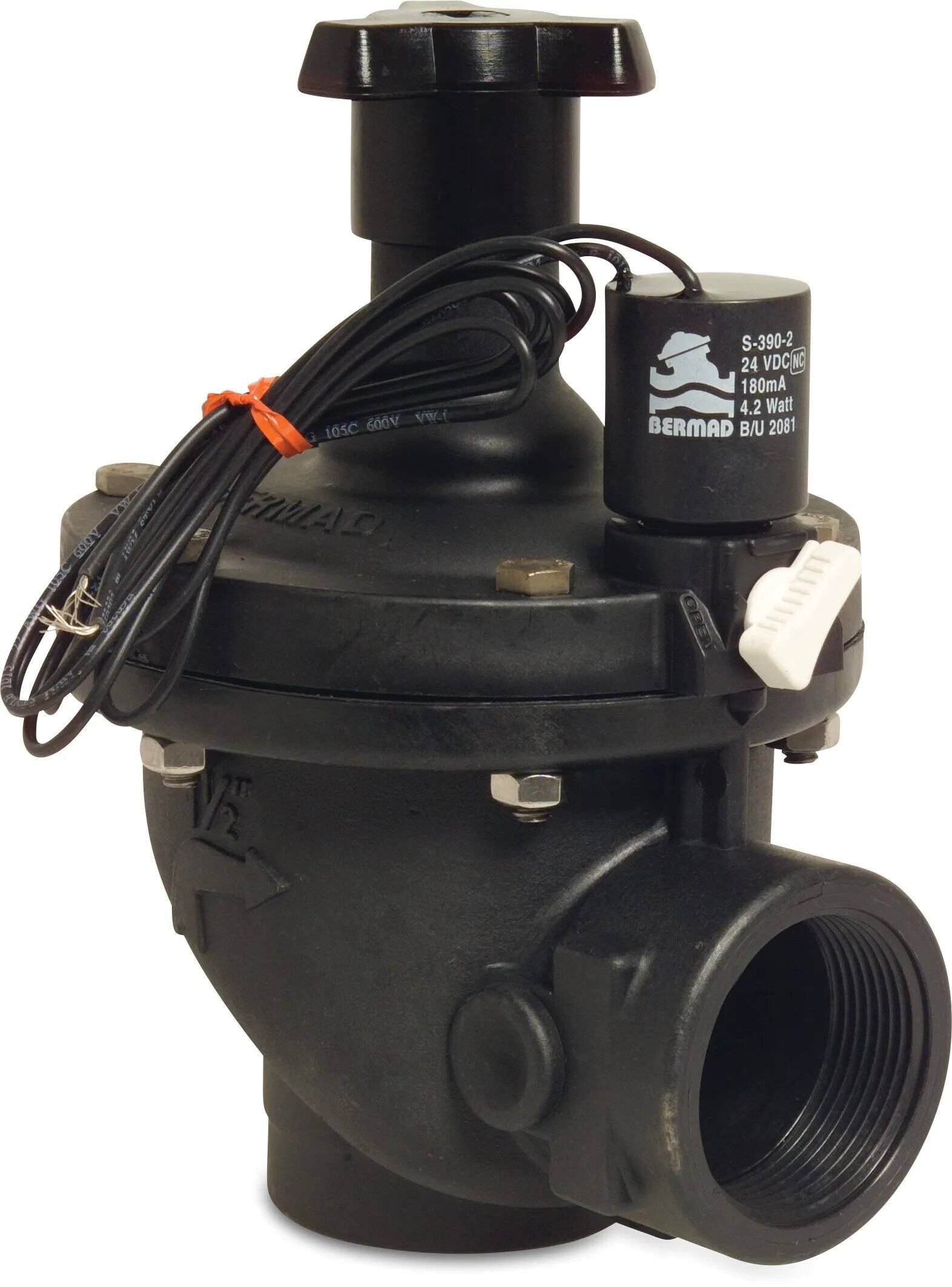 Bermad Magnetventil glasfaserverstärktes Nylon 2" Innengewinde 10bar 24VAC Schwarz Typ D151-1