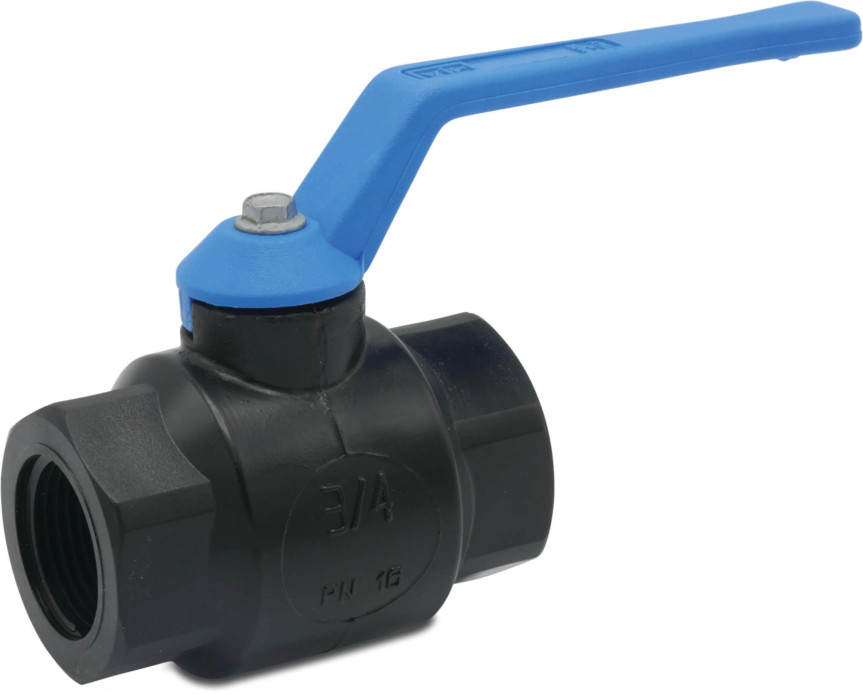 VIR Kugelhahn PP 1/2" Innengewinde 16bar DN15 Schwarz Typ 228-1